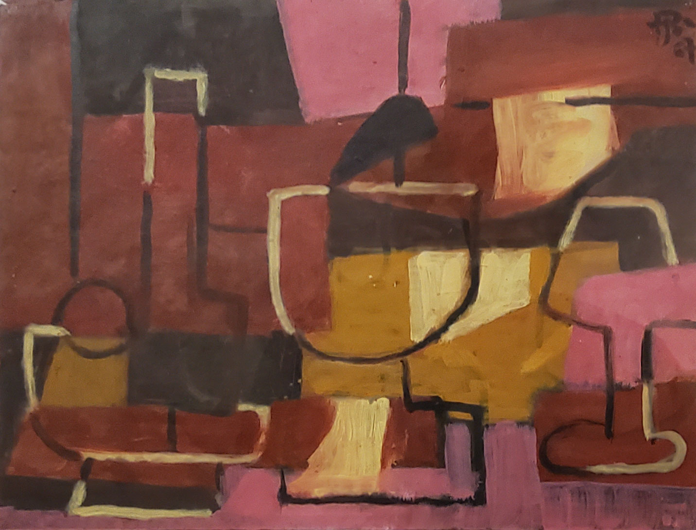 Stillleben mit Gefässen, Inv.Nr. 794, Öl auf Leinen, 1967, 25 x 32.5 cm