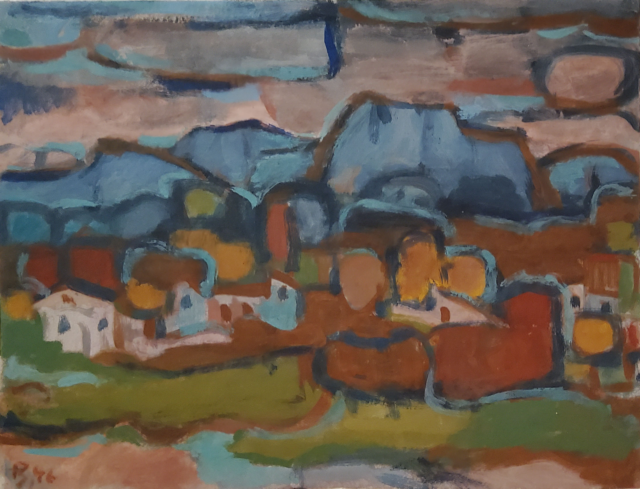Vöcklabruck, Inv.Nr. 122, Öl auf Leinen, 1946, 38.3 x 50.6 cm
